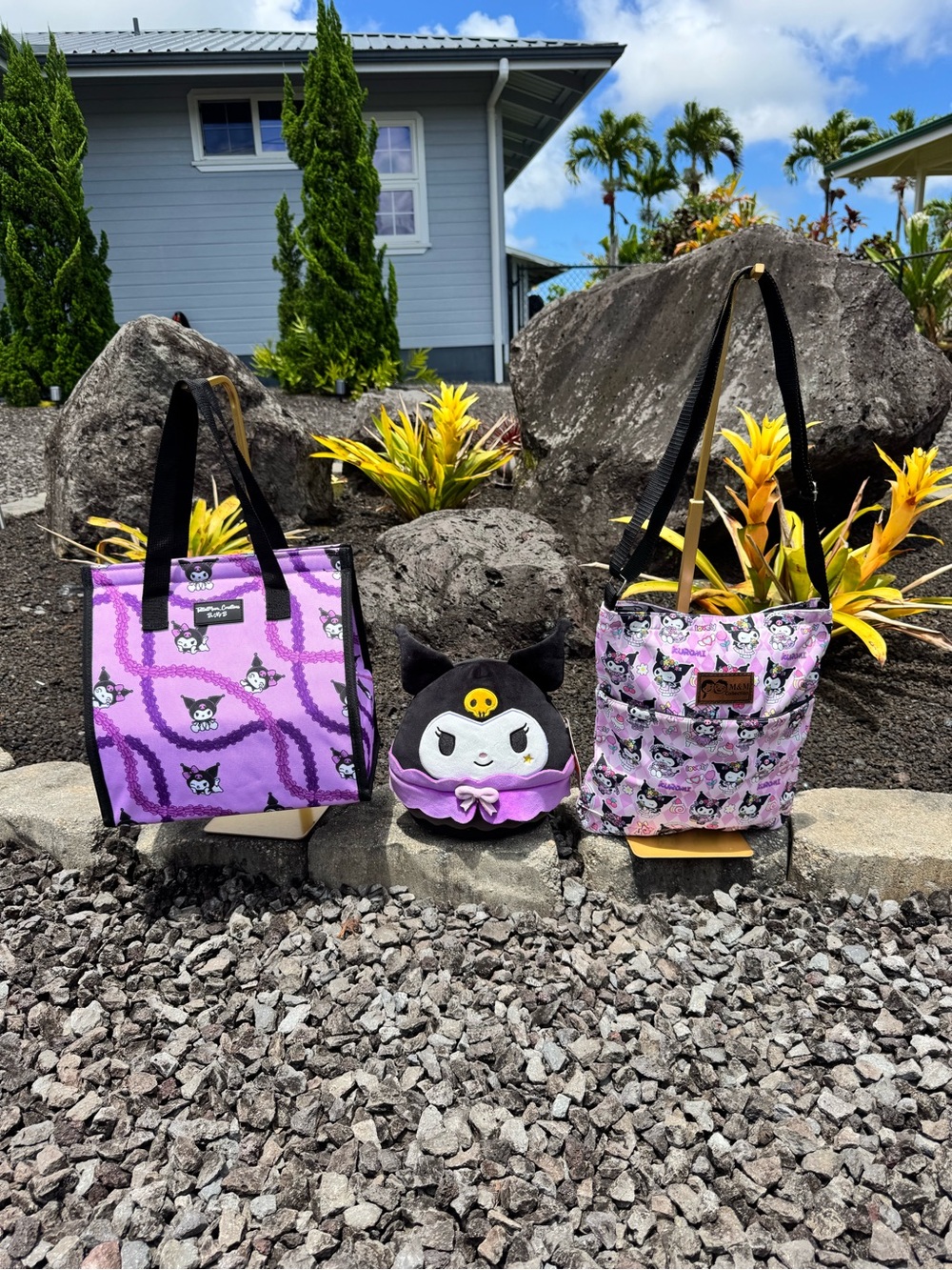 Kuromi Handmade Insulated Lunch Tote & Crossbody Bag Set + NWT Squishmallows
